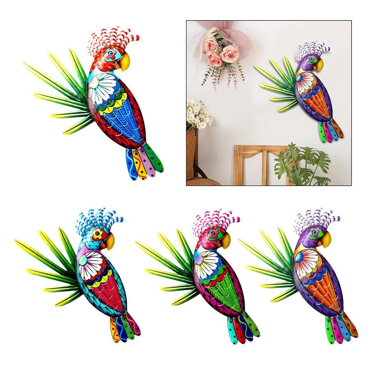 Metal Parrot Decor Colorful Birds 3d Outdoor Sculpture Iron Outdoor | Ebay Throughout 3d Metal Colorful Birds Sculptures (Photo 2 of 15)