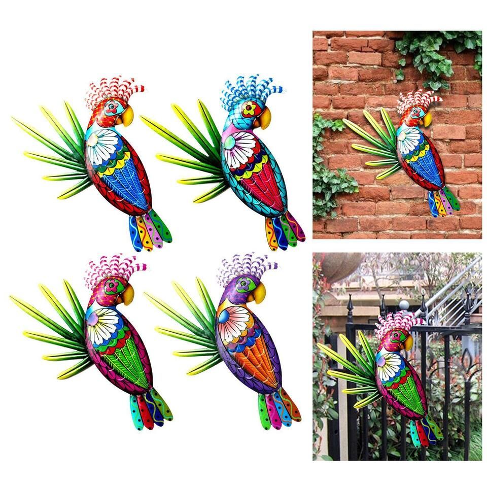 Metal Parrot Wall Art Decor Colorful Birds 3d Wall Art Sculptures For Fence  | Ebay Throughout 3d Metal Colorful Birds Sculptures (View 5 of 15)