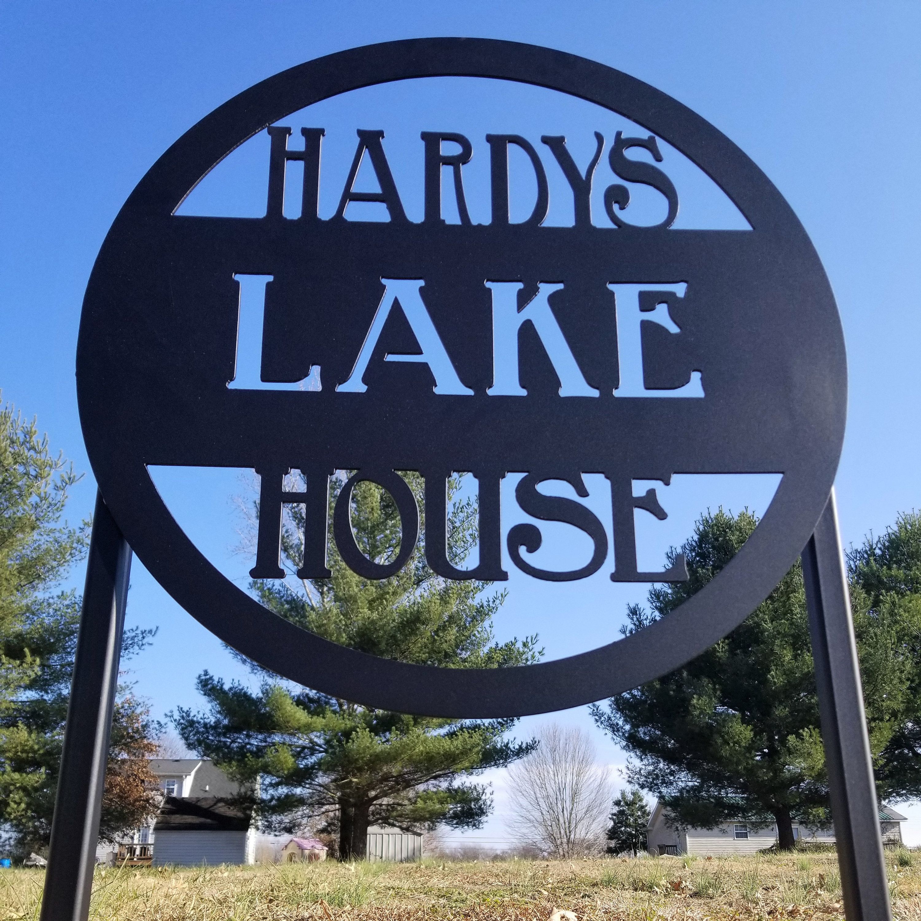 Metal Planter Sign Lake House Address With Stakes Outdoor – Etsy Pertaining To Metal Sign Stake Wall Art (View 3 of 15)