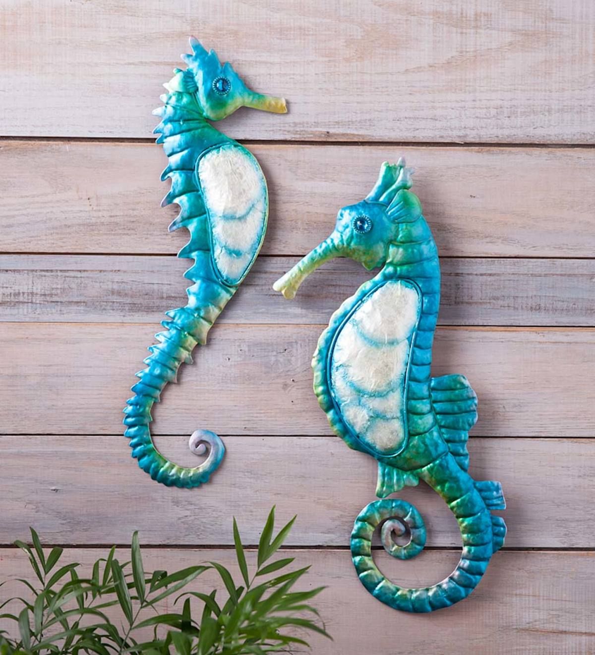 Metal Seahorse Wall Art With Capiz Accents, Set Of 2 | Wind And Weather In Seahorse Wall Art (Photo 4 of 15)