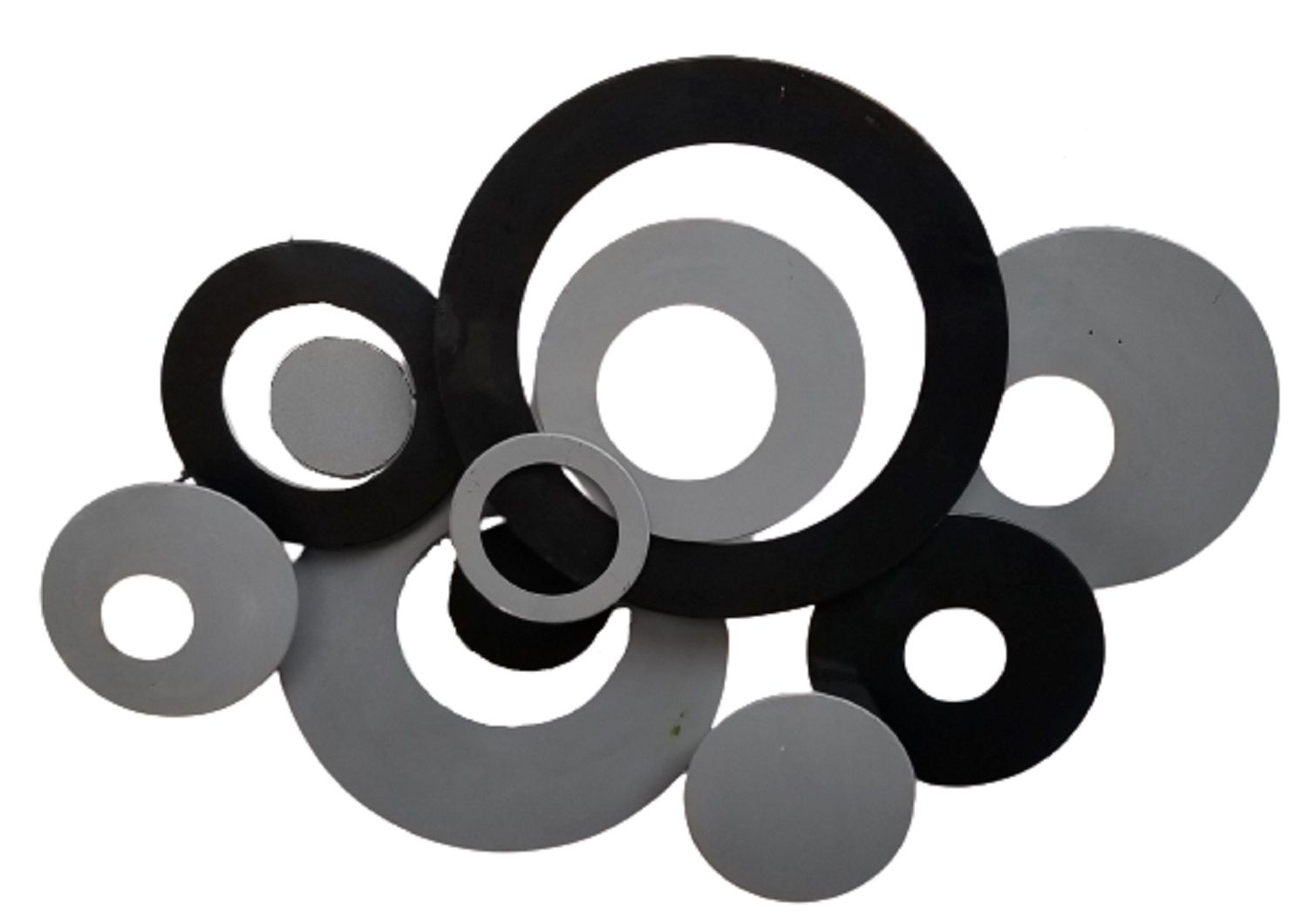 Metal Wall Art – Charcoal Linked Circle Disc Abstract Within Gray Metal Wall Art (View 8 of 15)