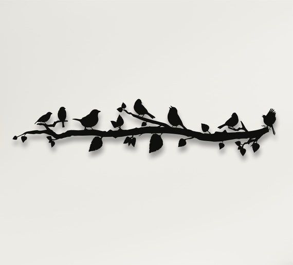 Metal Wall Decor Birds On Branch Metal Birds Wall Art Birds – Etsy Intended For Metal Bird Wall Sculpture Wall Art (Photo 8 of 15)