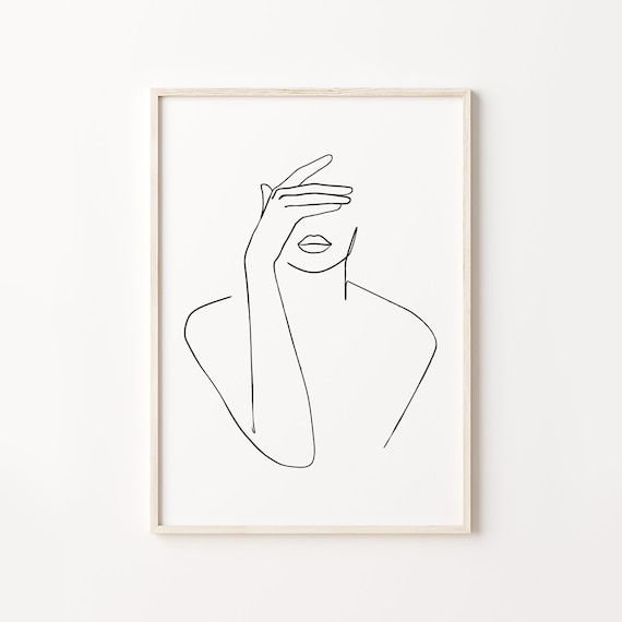 Minimalist Woman Line Drawing Printable Wall Art Woman Face – Etsy Israel With One Line Women Body Face Wall Art (Photo 12 of 15)