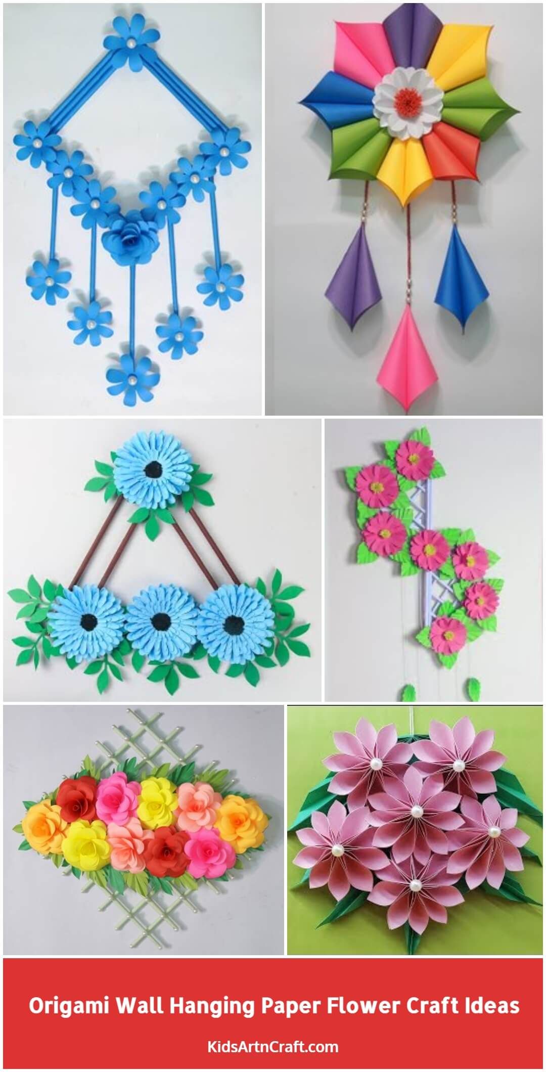 Origami Wall Hanging Paper Flower Craft Ideas – Kids Art & Craft In Handcrafts Hanging Wall Art (View 12 of 15)