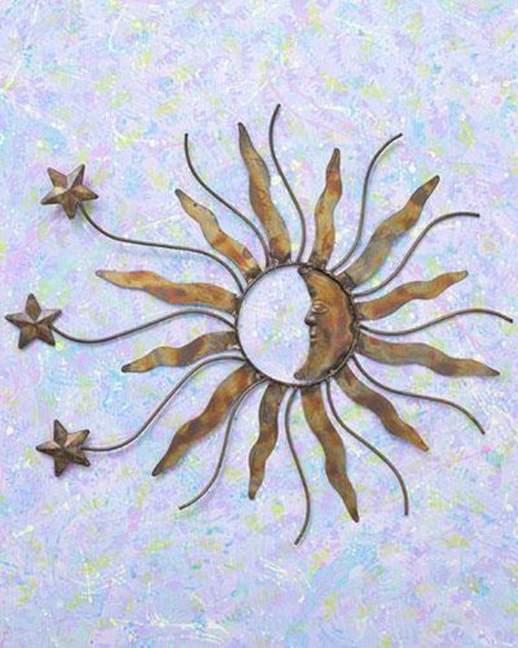 Outdoor Sun Moon & Stars Wall Art Décor De Jardin Céleste – Etsy France Regarding Sun Moon Star Wall Art (View 2 of 15)