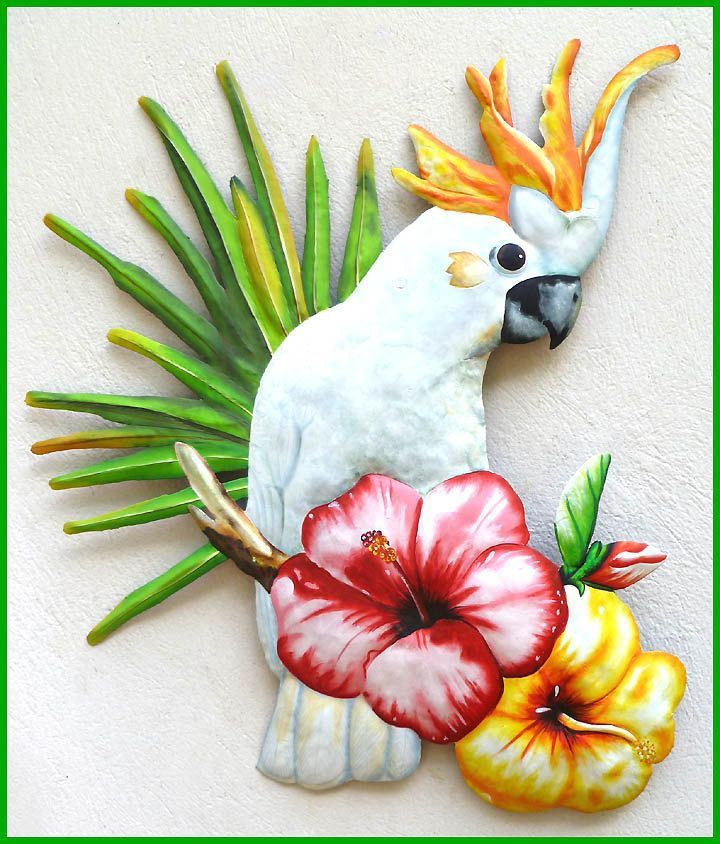 Painted Metal Wall Hanging Tropical Decor Cockatoo Parrot – Etsy | Tropical  Wall Art, Tropical Art, Tropical Metal Wall Art Inside Parrot Tropical Wall Art (View 8 of 15)