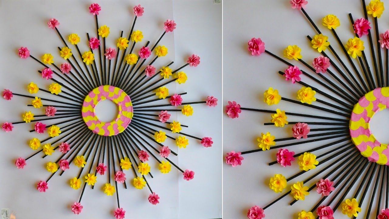 Paper Flower Wall Hanging  Easy Wall Decoration Ideas – Paper Craft – Diy Wall  Decor – Youtube Intended For Wall Hanging Decorations (View 7 of 15)