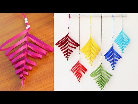 Paper Leaf Wall Hanging Tutorial – Diy Easy Wall Decoration Ideas – Youtube  | Paper Wall Decor, Simple Wall Decor, Wall Hanging Crafts With Wall Hanging Decorations (Photo 11 of 15)