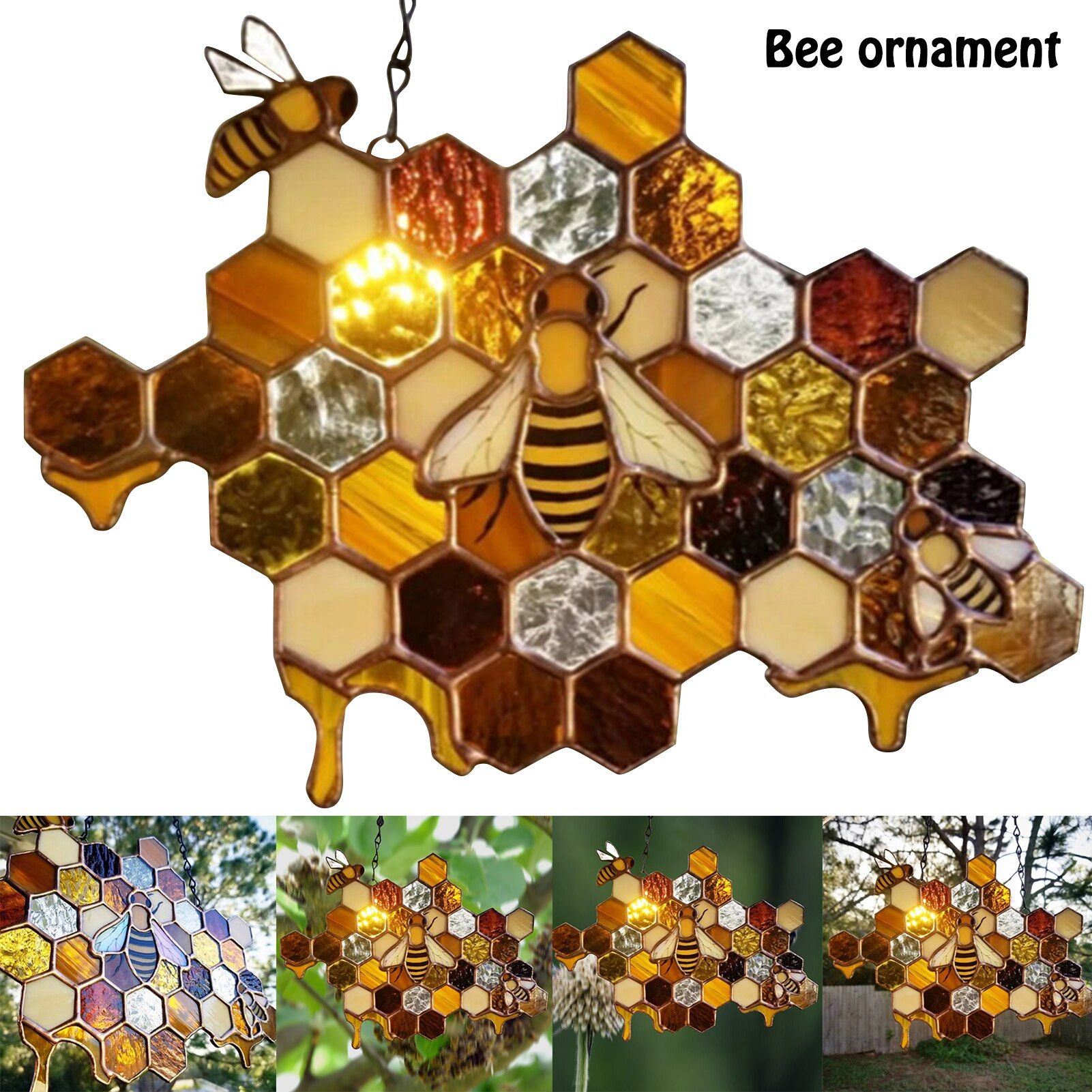 Queen & Bee Protect Honey Suncatcher Honey Bee Mosaic Handmade Home Decoration  Wall Art Hfing   – Aliexpress Mobile Within Bee Ornament Wall Art (View 2 of 15)