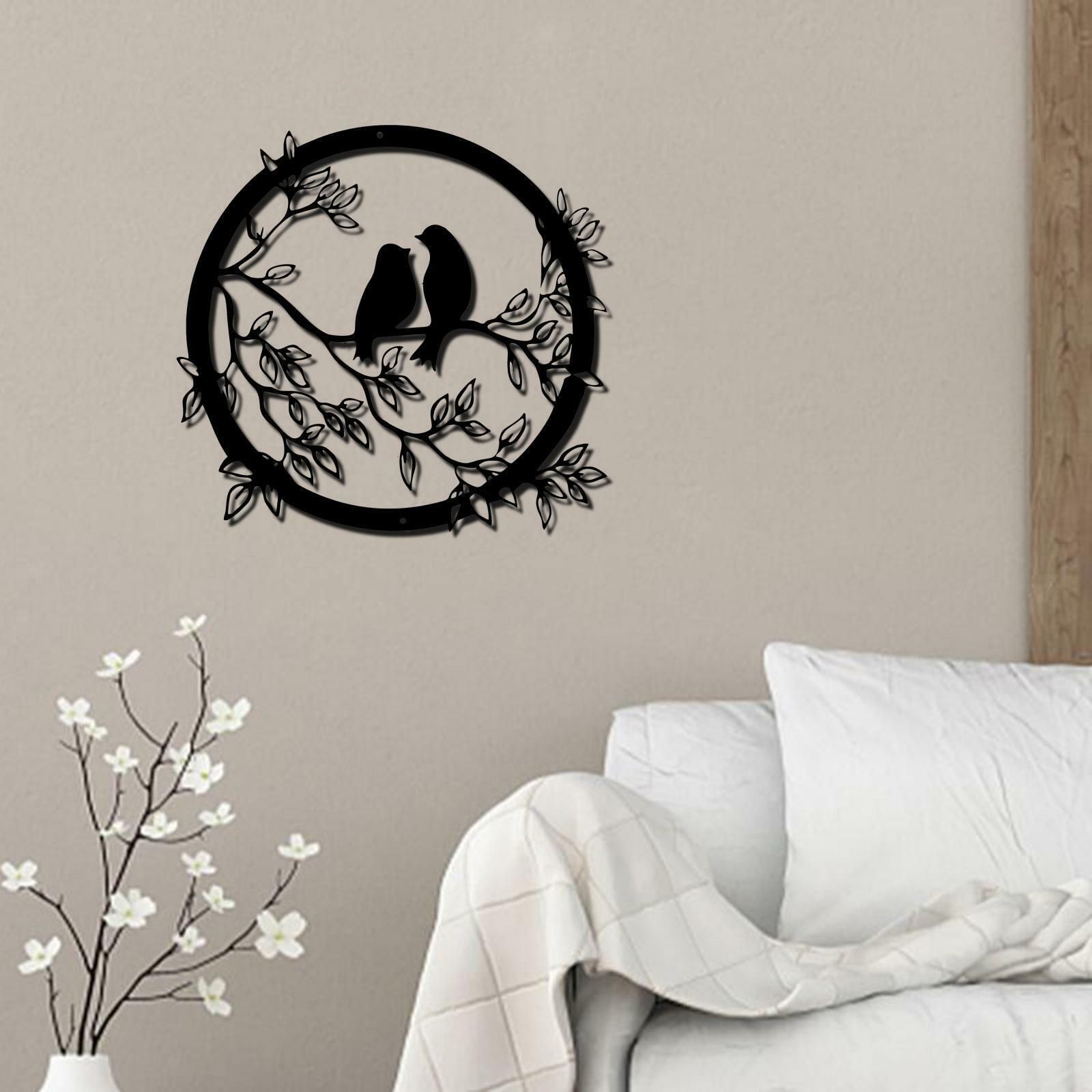 Round Metal Wall Art Decor Bird Silhouette Hanging For Balcony Indoor Decor  | Ebay Throughout Silhouette Bird Wall Art (View 14 of 15)