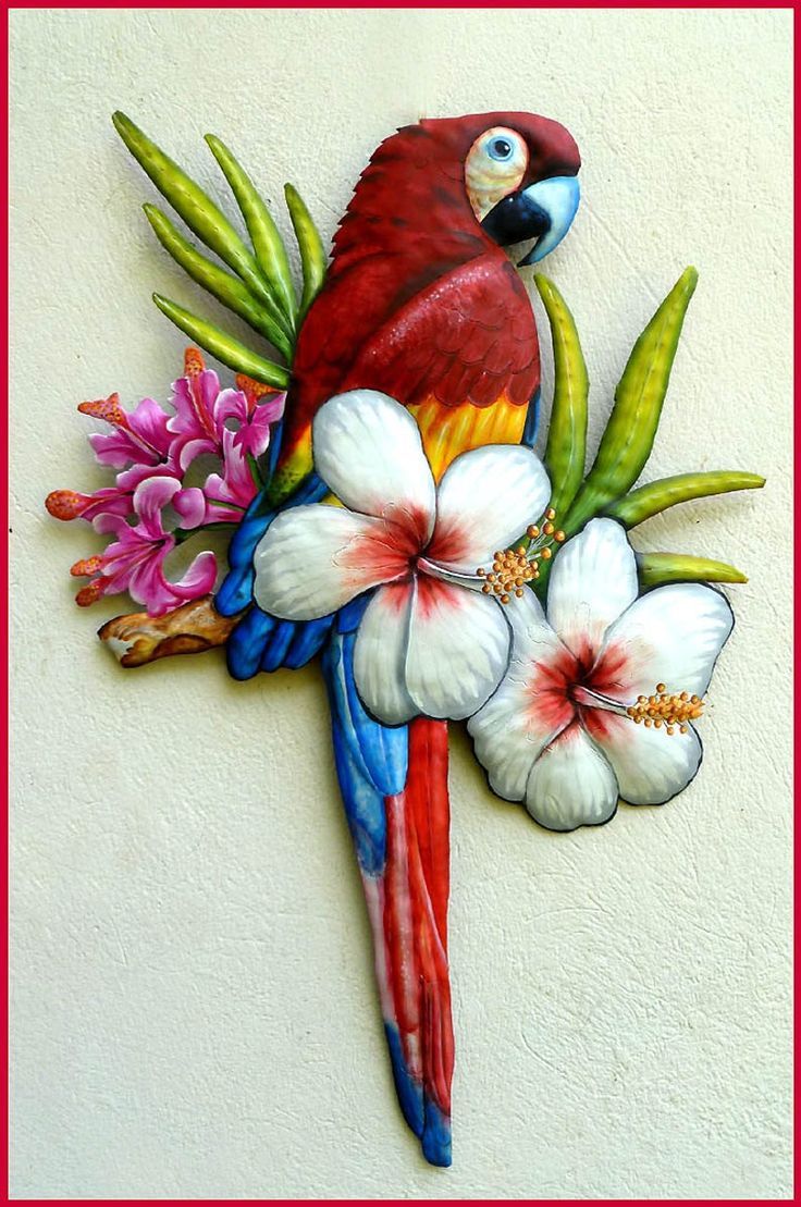 Scarlet Macaw Outdoor Metal Wall Art Painted Metal Art – Etsy | Outdoor Metal  Wall Art, Metal Tree Wall Art, Tropical Art Pertaining To Bird Macaw Wall Sculpture (View 9 of 15)