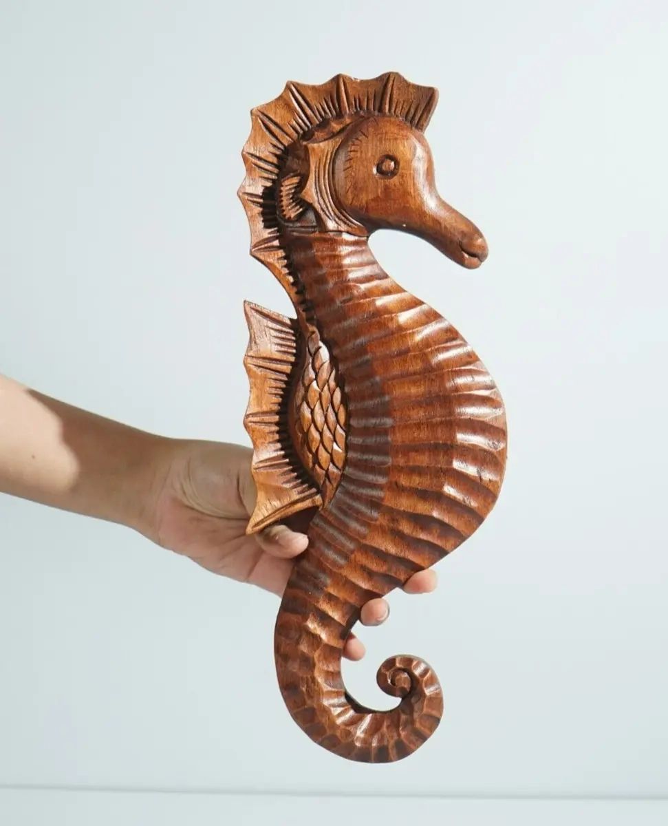 Seahorse Sculpture, Wall Art, Wood Carving, Marine Life, Beach Art, Wedding  Gift | Ebay With Regard To Seahorse Wall Art (View 15 of 15)