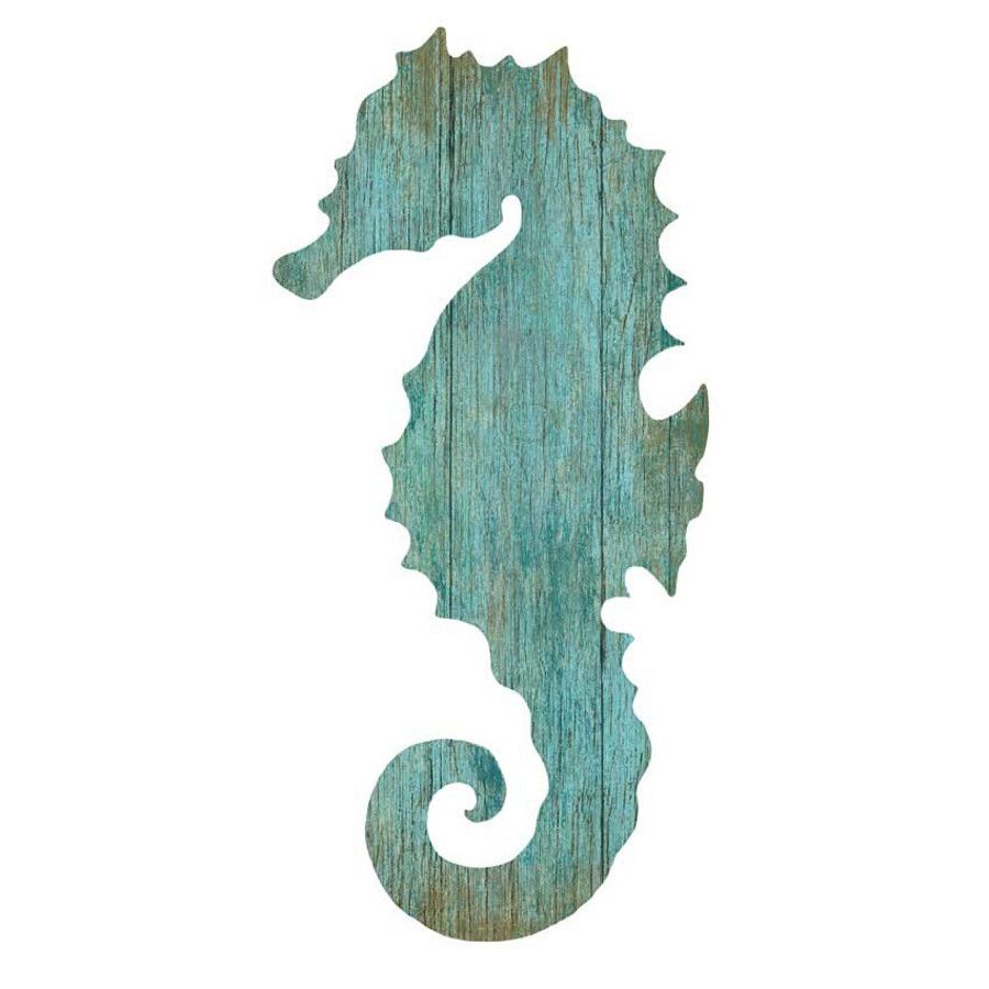 Seahorse Silhouette Facing Left Wall Art – Aqua – Beach Décor Shop Intended For Seahorse Wall Art (View 3 of 15)