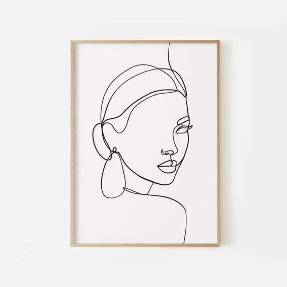 Single Line Woman Face Printable Wall Art Line Drawing Face – Etsy | Face  Line Drawing, Face Artwork, Artwork Fine Art Pertaining To One Line Women Body Face Wall Art (View 9 of 15)