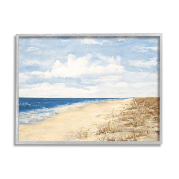 Stupell Industries Tall Grassnautical Beach Coast Cloudy Skyjulie  Derice Framed Print Nature Wall Art 11 In. X 14 In (View 11 of 15)