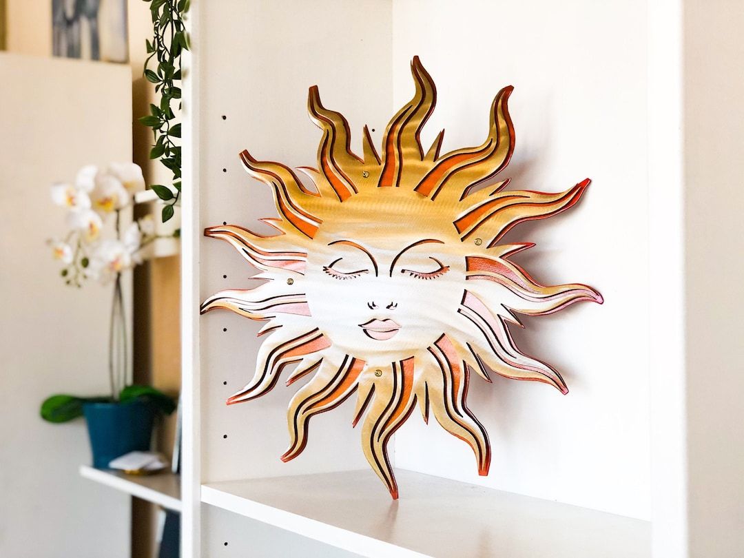 Sun In Splendor Metal Wall Art Southwest Decor Sun Face – Etsy Within Sun Face Metal Wall Art (View 8 of 15)
