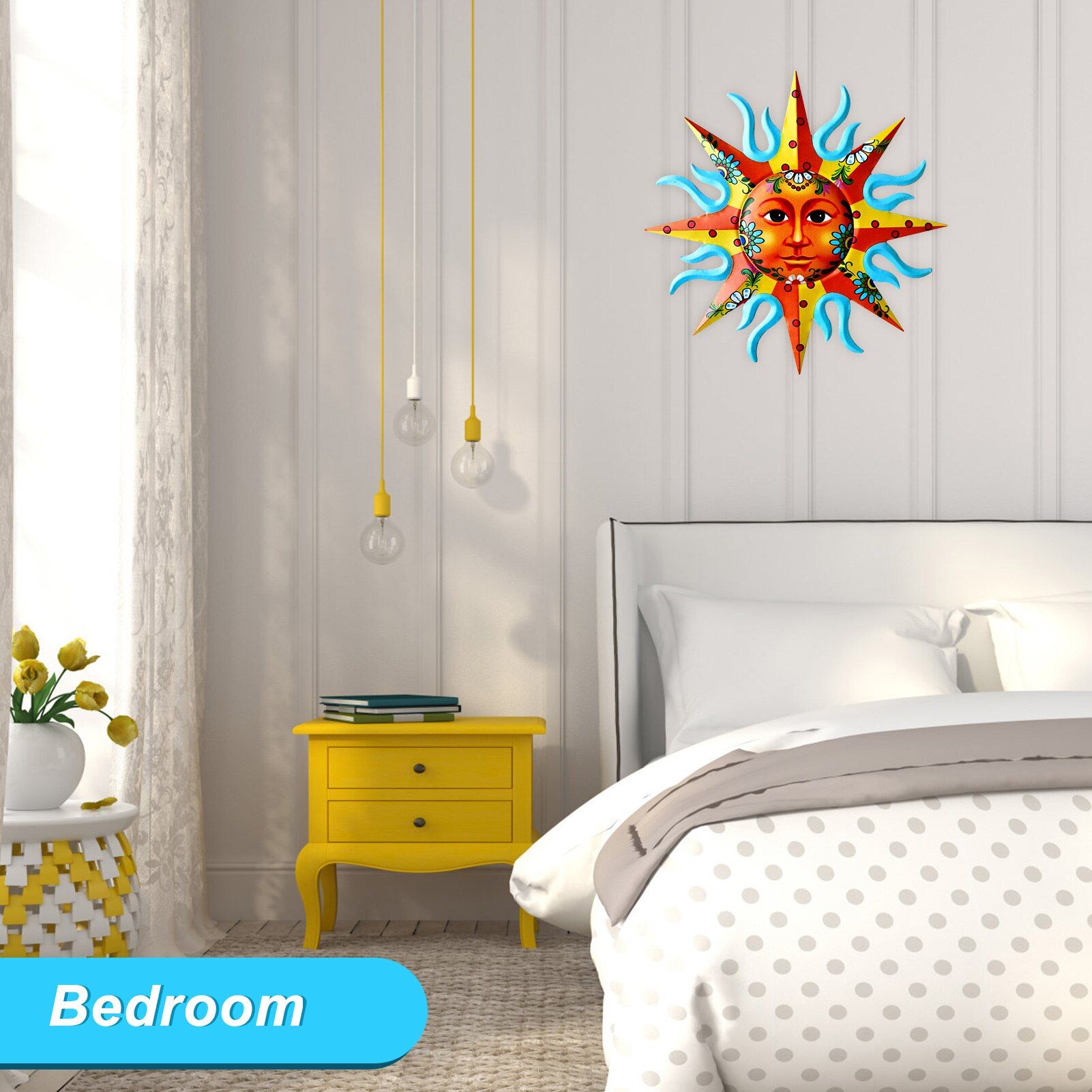 Sun Metal Wall Art Multi Color Painted Wall Art With Sun Face Flower  Patterns Weather Resistant Metal Wall Decor Wall Sculpture – Купить По  Выгодной Цене | Aliexpress Within Weather Resistant Metal Wall Art (View 6 of 15)