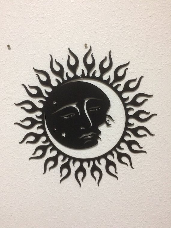 Sun Moon Stars Metal Art Wall Art Home Decor Garden Art – Etsy France With Sun Moon Star Wall Art (View 7 of 15)