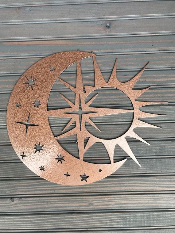 Sun Moon Stars Metal Art Wall Art Home Decor Garden Art – Etsy France With Sun Moon Star Wall Art (Photo 1 of 15)