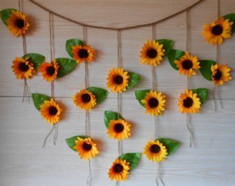 Sunflower Twig Burlap Flower Wall Hanging Garland Rustic – Etsy | Sunflower  Decor, Sunflower Wedding Decorations, Burlap Flowers In Hanging Sunflower (Photo 7 of 15)