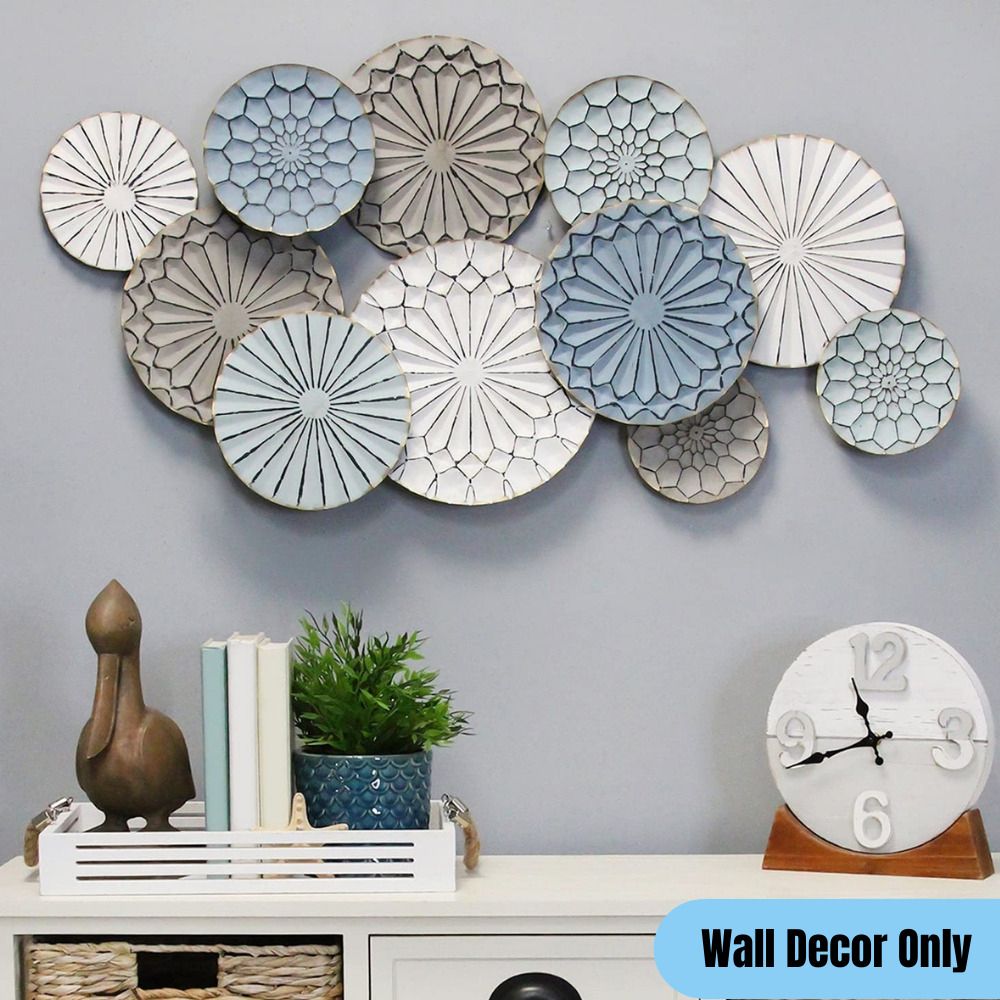 Textured Circular Metal Plates Wall Art Centerpiece Decor Boho Accent  Multicolor | Ebay Intended For Multicolor Metal Plates Centerpiece Wall Art (Photo 2 of 15)