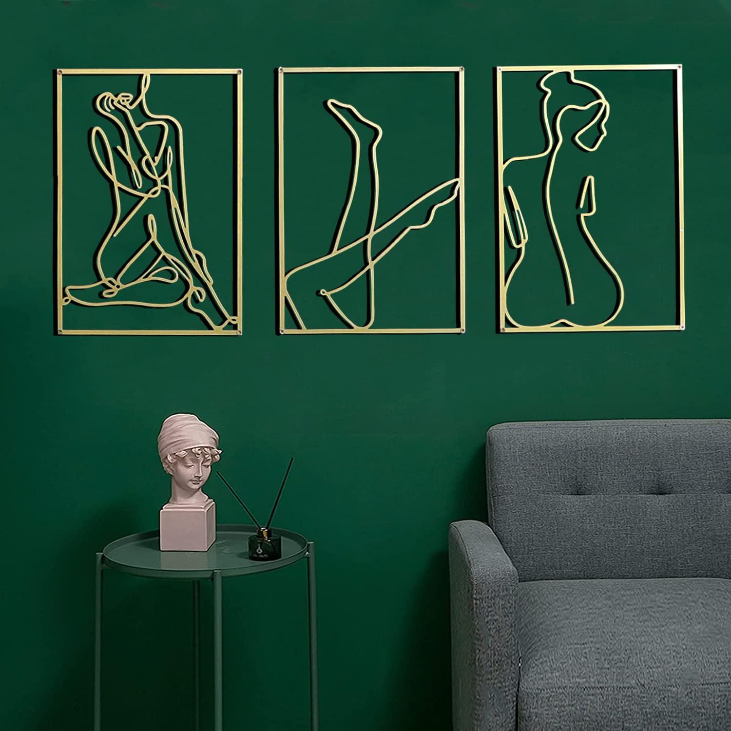 Tramin Gold Wall Decor Large Modern Wall Decor Set India | Ubuy With Large Single Line Metal Wall Art (View 14 of 15)