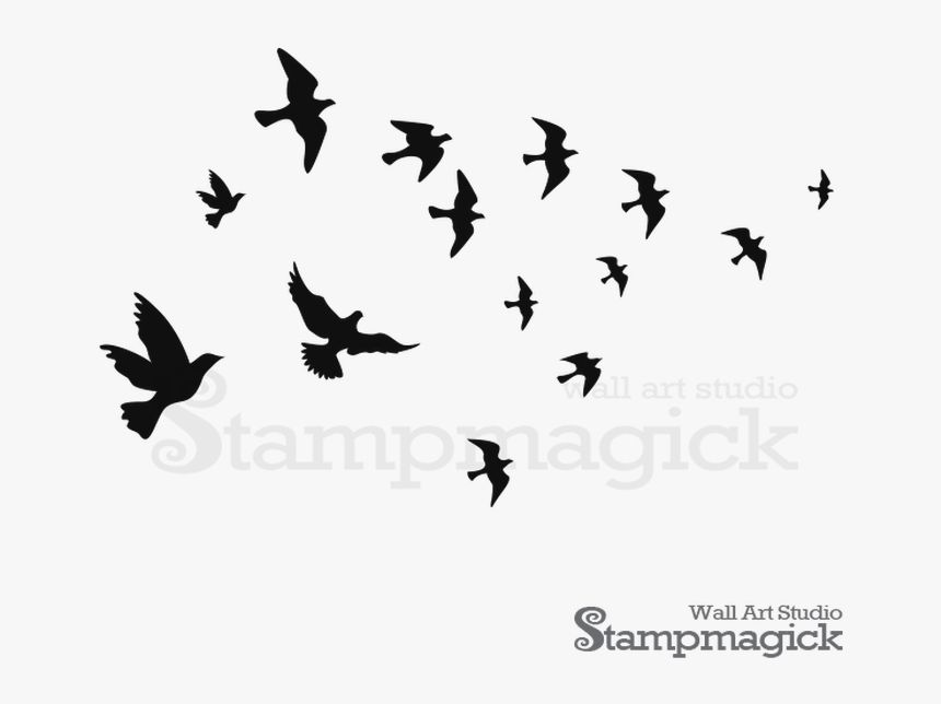 Transparent Flock Of Birds Silhouette Png – Bird Wall Painting Design, Png  Download , Transparent Png Image – Pngitem Inside Silhouette Bird Wall Art (Photo 13 of 15)