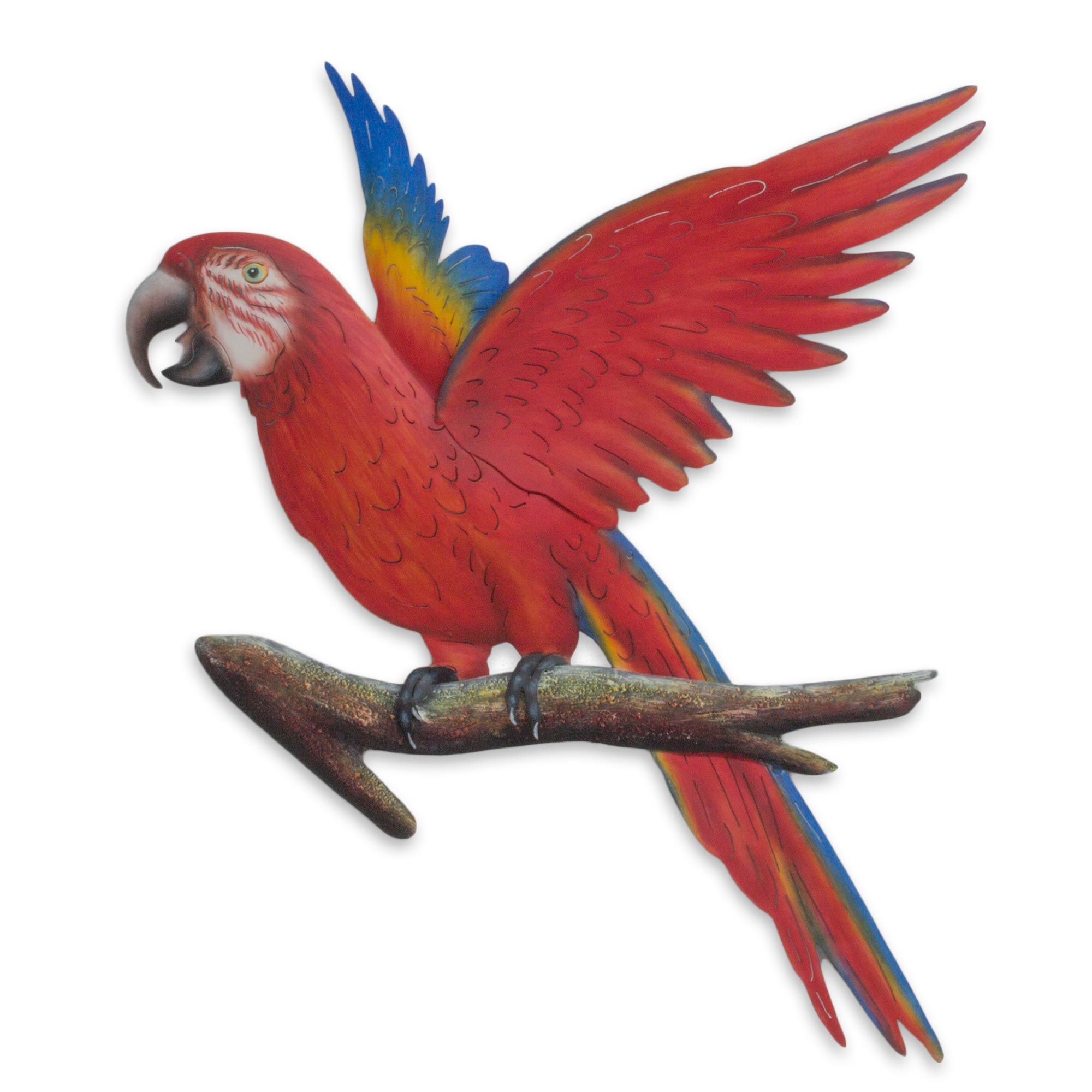 Unicef Market | Handcrafted Red Steel Bird Theme Wall Sculpture From Mexico  – Scarlet Macaw With Regard To Bird Macaw Wall Sculpture (View 3 of 15)