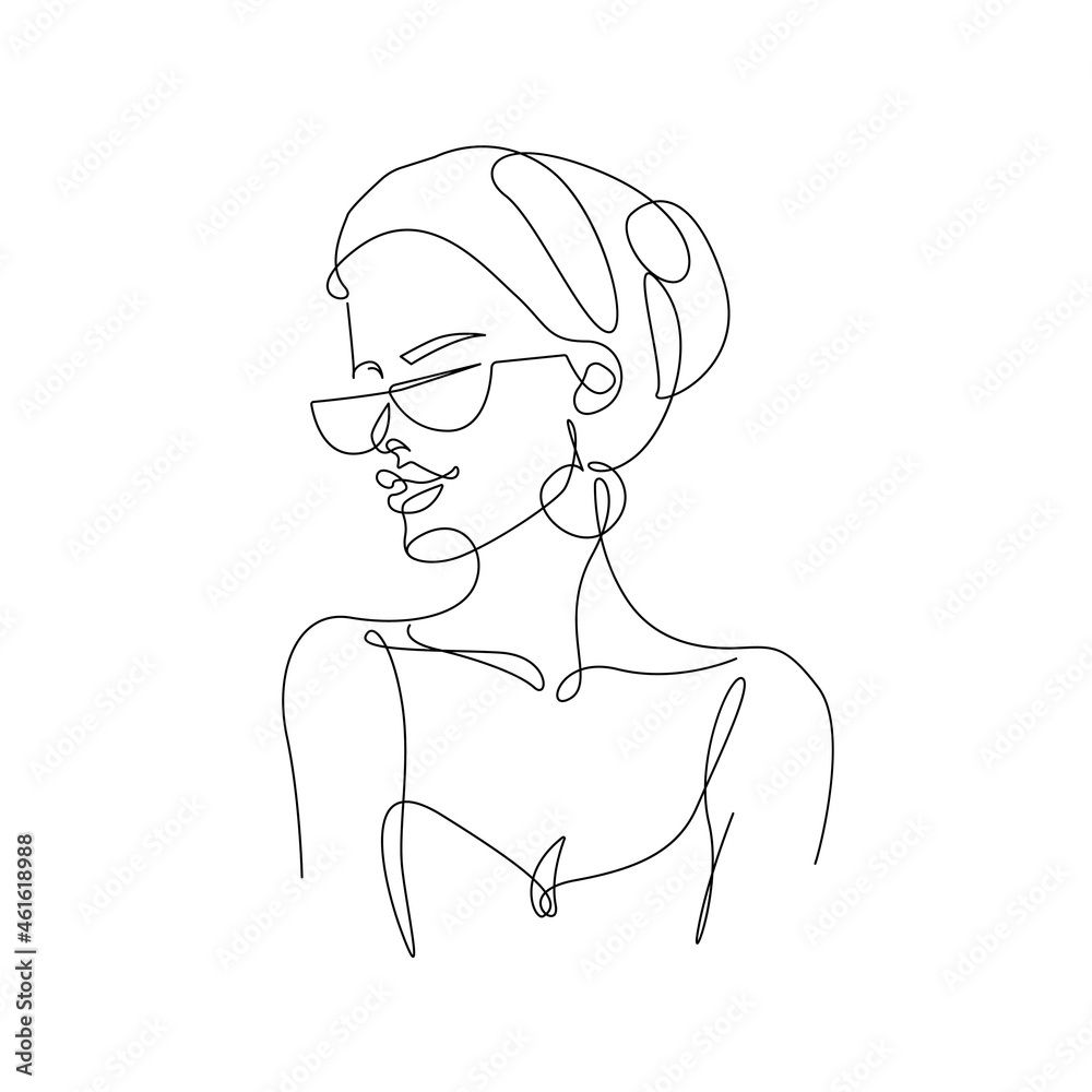 Vettoriale Stock Fashion Woman Face Line Art Drawing. Abstract Female Head  One Line Drawing For Wall Art, Fashion Prints, Posters. Art Sketch Print,  Black And White Single Line Art, Feminine Poster. Vector Pertaining To Women Face Wall Art (Photo 5 of 15)