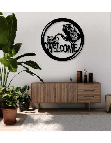 Vinoxo Vintage Metal Welcome Cafe Wall Hanging Art Decor Intended For Vintage Metal Welcome Sign Wall Art (Photo 13 of 15)