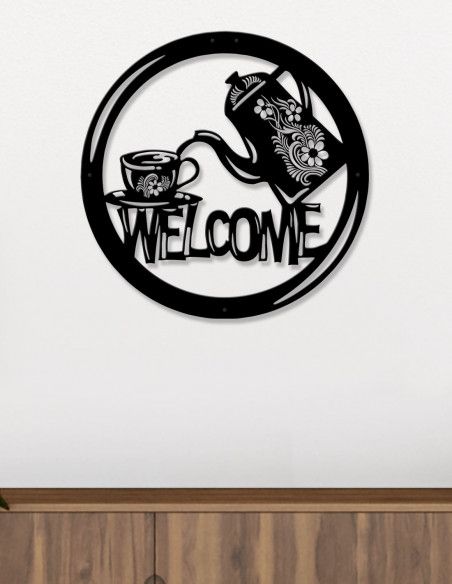 Vinoxo Vintage Metal Welcome Cafe Wall Hanging Art Decor Within Vintage Metal Welcome Sign Wall Art (View 10 of 15)