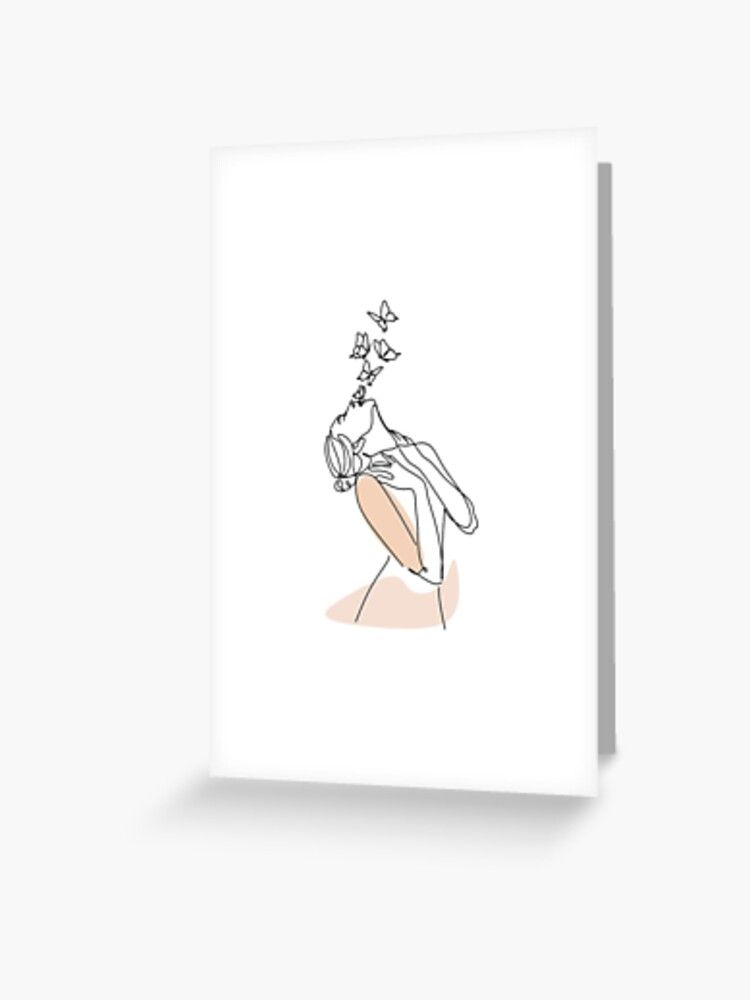 Woman Face Line Drawing, One Line Butterfly Art, Feminine Print, Abstract  Female Outline Poster, Simple Line Art, Minimalist Woman Wall Art" Greeting  Card For Saleonelineprint | Redbubble In One Line Women Body Face Wall Art (View 13 of 15)