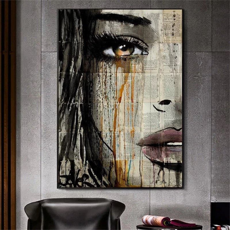 Woman Face On Canvas – Etsy Intended For Women Face Wall Art (Photo 6 of 15)