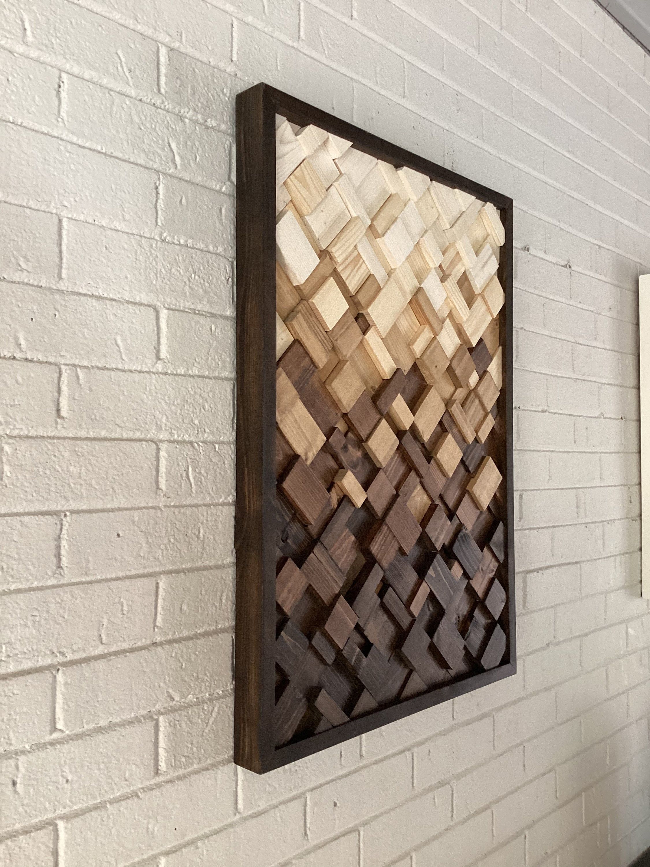 Wood Wall Art /ezra/wood Wall Decor Geometric Wood Art Modern – Etsy With Regard To Rustic Decorative Wall Art (Photo 15 of 15)