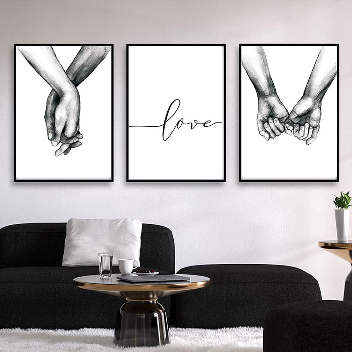 Yirtree Un 1set Wall Art Minimalist Painting,love Hand In Hand Minimalist  Black And White Canvas Line Art Print Poster,minimal Wall Art Sketch Art  Line Painting For Bedroom Living Room – Walmart With Regard To Black Minimalist Wall Art (View 2 of 15)