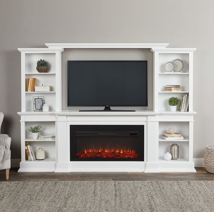 107" Monte Vista White Tv Stand Electric Fireplace Inside Current White Tv Stands Entertainment Center (View 10 of 15)