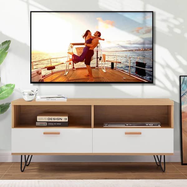 47 In. Mid Century Modern Tv Stand Flat Screen Wood Tv Console Media  Cabinet Fits Tv's Up To 55 In (View 5 of 15)