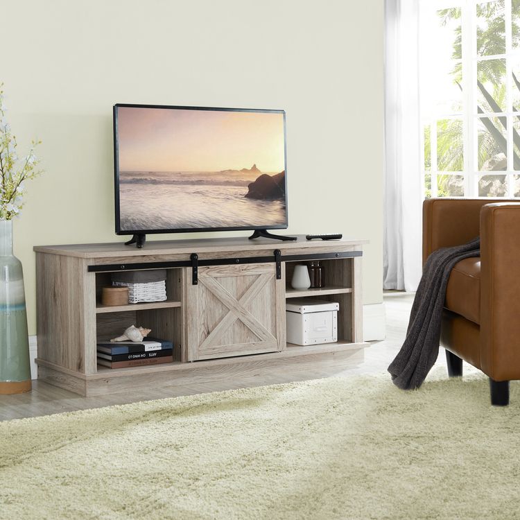 50" Shelby Tv Stand Cabinetnaomi Home, Mocha Cream With Regard To Well Liked Modern Farmhouse Barn Tv Stands (View 14 of 15)