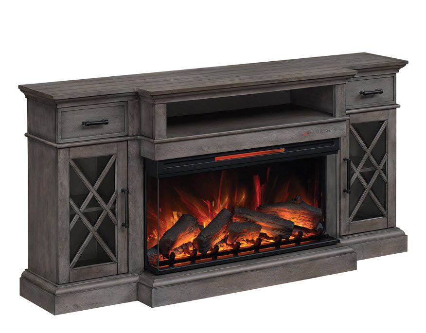 70" Hamilton Weathered Gray Tv Stand Infrared Electric Fireplace Intended For Most Recent Tv Stands With Electric Fireplace (Photo 7 of 15)