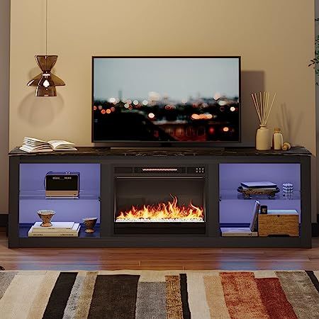 Amazon In Fashionable Bestier Tv Stand For Tvs Up To 75" (View 10 of 15)