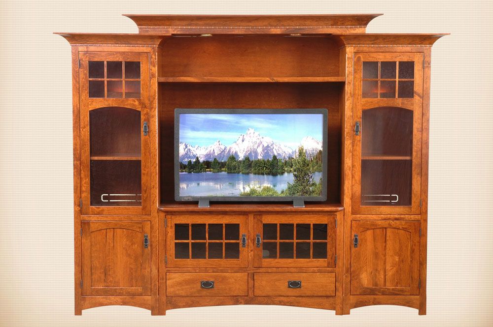 Amish Home Furnishings – Amish Furniture In Daytona Beach Florida :: Entertainment  Centers :: Winchester Bridge Entertainment Wall Unit With 51" Tv Console Within Most Popular Entertainment Units With Bridge (View 9 of 15)