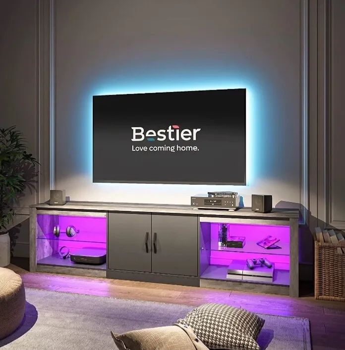 Best And Newest Bestier Tv Stand For Tvs Up To 75" Pertaining To Bestier Led Tv Stand For Tvs Up To 75" Entertainment Center For Living Room (Photo 4 of 15)