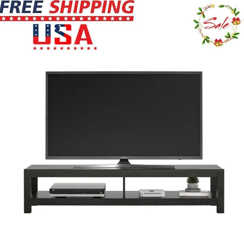 Black Tv Stand Console Table Entertainment Center W/ Storage Shelf Living  Room (Photo 15 of 15)