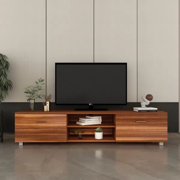 Dropship Walnut Tv Stand For 70 Inch Tv Stands; Media Console Entertainment  Center Television Table; 2 Storage Cabinet With Open Shelves For Living  Room Bedroom To Sell Online At A Lower Price (Photo 15 of 15)