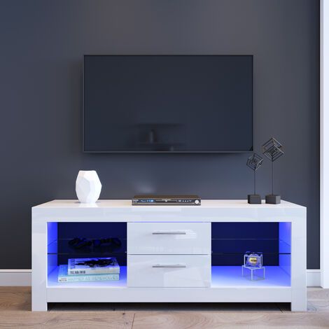 Elegant Modern Tv Stand 1300mm High Gloss Rgb Led Tv Cabinet Living Room  Bedroom Entertainment Unit For 32 40 43 50 55 60 65 Inch 4k Tv Inside Preferred Rgb Tv Entertainment Centers (Photo 7 of 15)