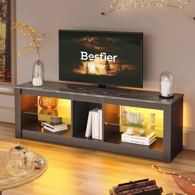 Entertainment Center Led Gaming Tv Stand For 55+ Inch Tv Adjustable Glass  Shelves 22 Dynamic Within Newest Rgb Tv Entertainment Centers (View 5 of 15)