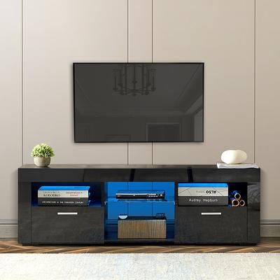 Fashionable Black Rgb Entertainment Centers Within Modern Tv Stand With 16 Rgb Led Backlight And Remote Control And Large  Storage Drawer, Fits Up To 55 Inch Tv – Yahoo Shopping (Photo 8 of 15)