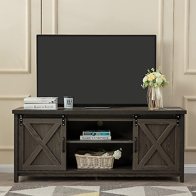 Fashionable Modern Farmhouse Barn Tv Stands With Modern Farmhouse Tv Stand With Sliding Barn Doors, Media Entertainment  Center Co (View 3 of 15)