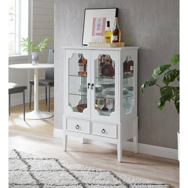 Favorite Versailles Console Cabinets With Regard To Signature Home Signaturehome Versailles White Finish 43 In. H Curio Storage  Cabinet With 3 Interior Shelves. Dimensions (28lx15wx43h) Sdcu1445 – The  Home Depot (Photo 11 of 15)