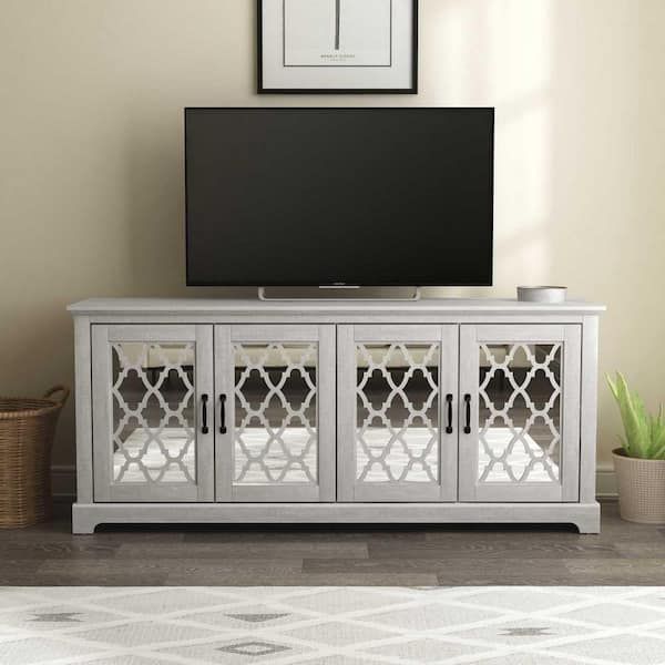 Galano Heron 68.2 In. Dusty Gray Oak 4 Door Wide Tv Stand Fits Tv's Up To  75 In. Sh Dipu7434way – The Home Depot With Regard To Popular Wide Entertainment Centers (Photo 9 of 15)